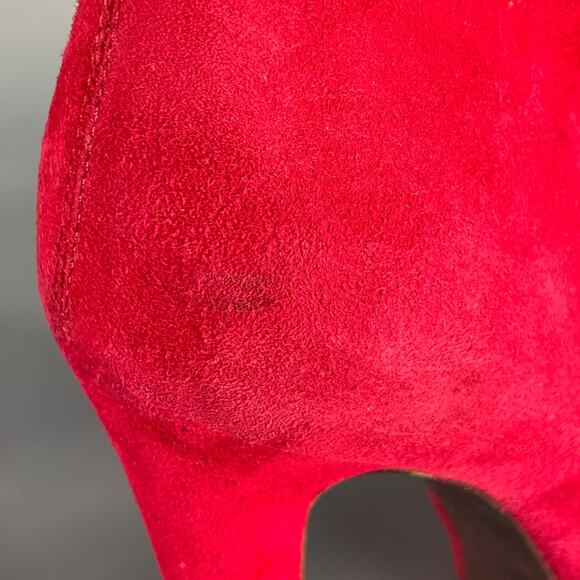 ALEXANDER MCQUEEN Size 8 Red Suede Platform Ankle Boots - Picture 12 of 13